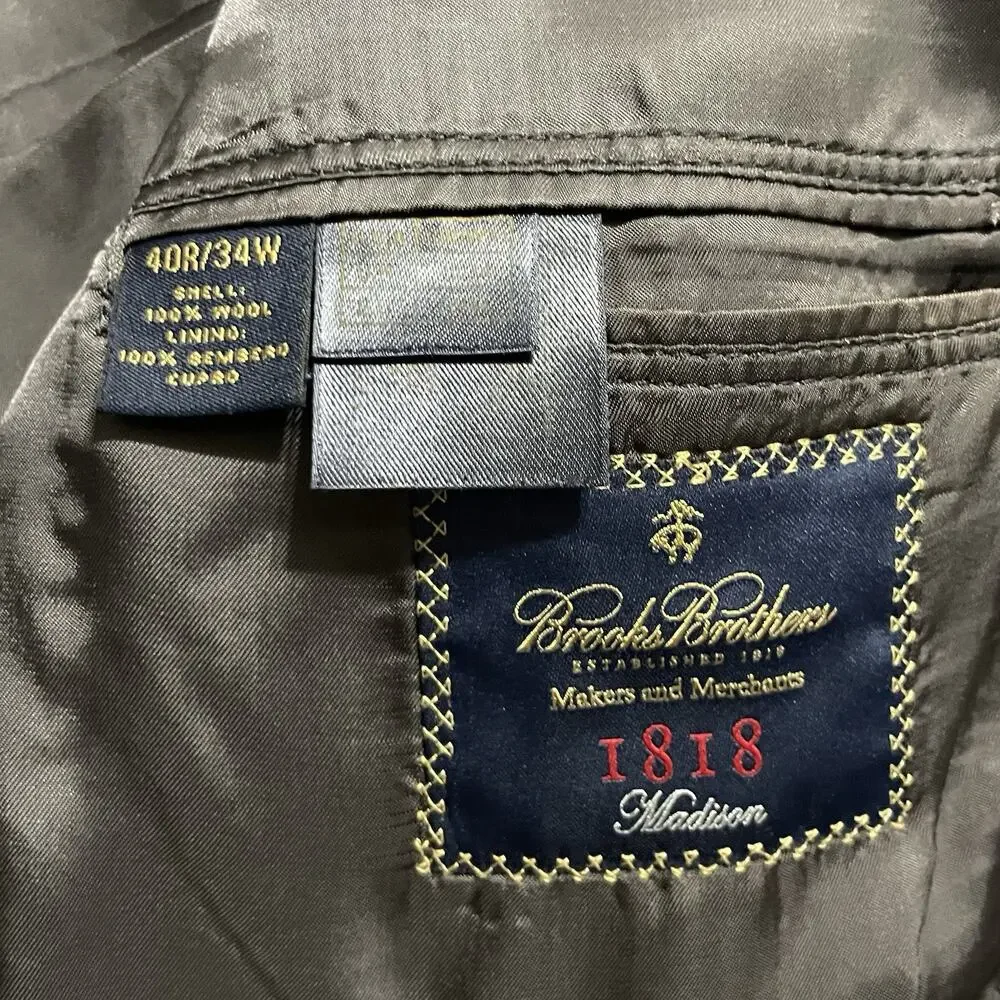 Brooks Brothers Saxxon Suit Mens 44 S Gray Madison 1818 2pc Pants 32x27.5 USA
